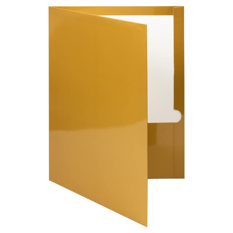 JAM Paper مجلدات مدرسية لامعة مزدوجة الجيب من JAM PAPER - حجم رسالة - ذهب لامع - عبوة 50/صندوق - Image 3
